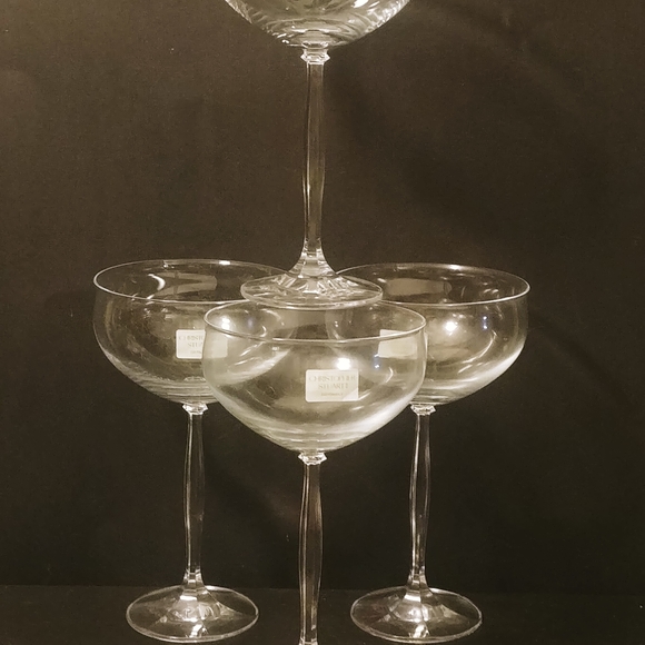 Christopher Stuart set of 4 Crystal Champagne Coupe Stem Glasses - Picture 1 of 3